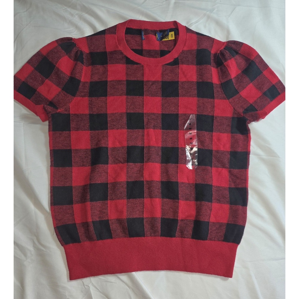 Polo Ralph Lauren Plaid Cotton Wool Short Sleeve Sweater Puff Sleeve Kids Medium